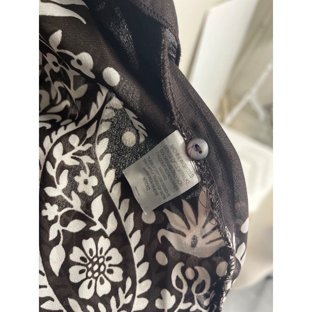 Sunny Leigh Women's Brown & White Patterned Ruffle Blouse Size XL - Picture 8 of 8